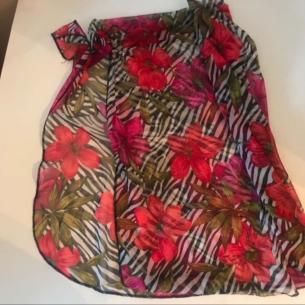 VTG St. John’s Bay Tropical Zebra Print Swim Cover Up Sarong Dress One Size - Picture 10 of 12